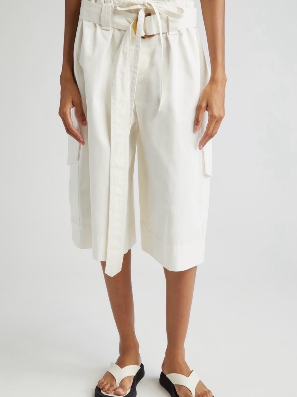NWT Zimmermann High-Waisted Belted Cargo Bermudas Ivory White Size 1 / US 6